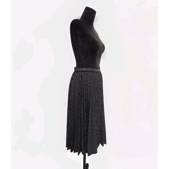 NWOT Coach Women's Micro Dots Pleated A Line Midi Skirt SIZE 2 black & White - Picture 4 of 7